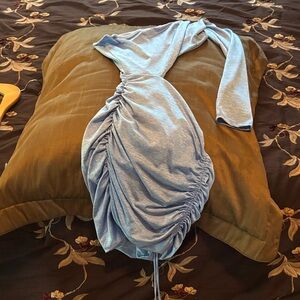 Lucy in the Sky Sky Blue Ruched One Shoulder Dress